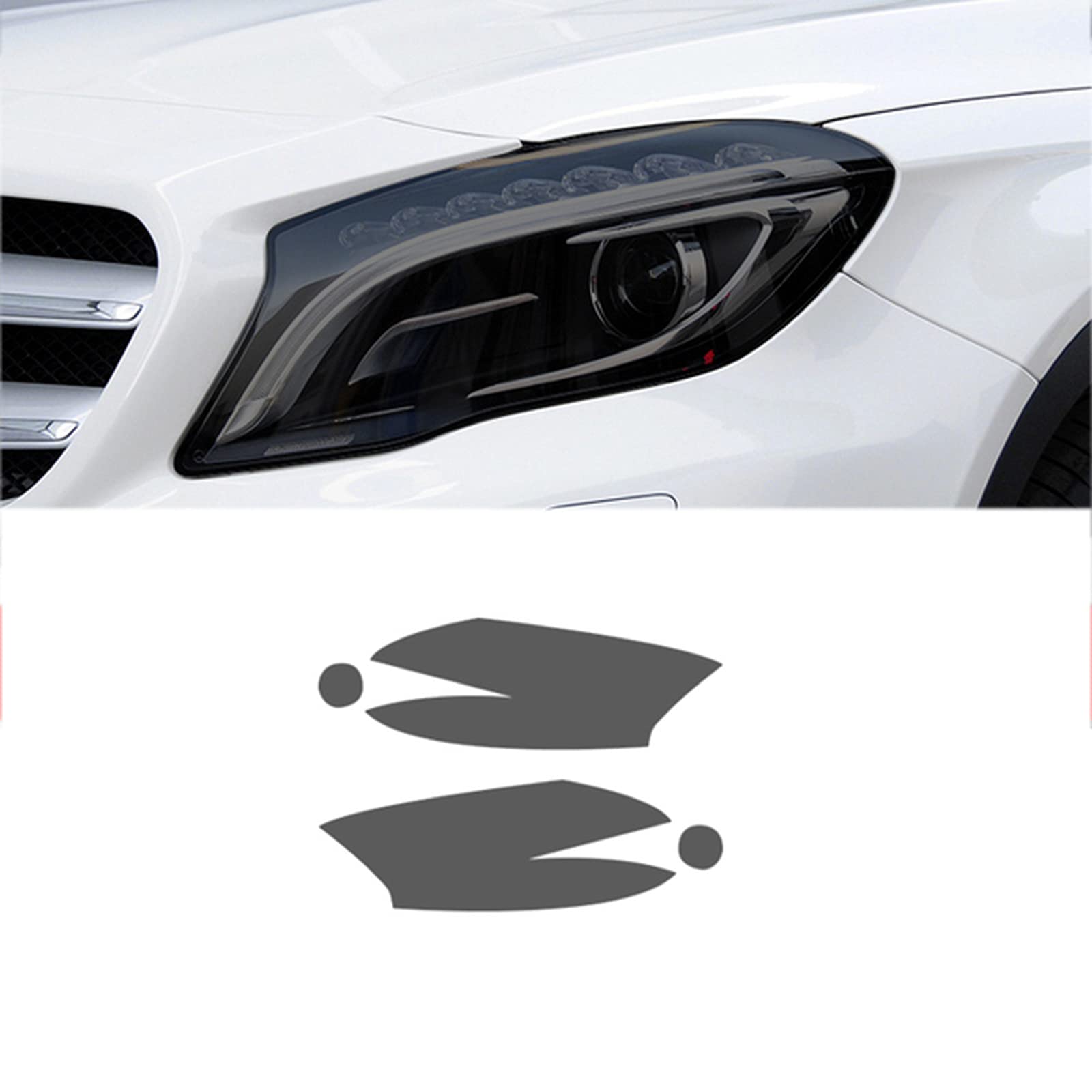 Für Mercedes Benz GLA Klasse X156 H247 GLA45 200 250 AMG, Autoscheinwerfer Schutzfolie Transparent Schwarz TPU Aufkleber