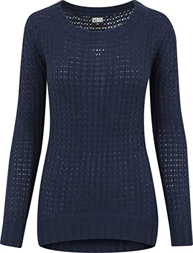 Urban Classics Damen Ladies Long Wideneck Sweater Pullover, Blau (navy 155), Large