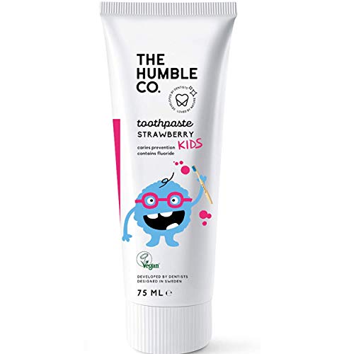Humble Natural Toothpaste - Zahnpasta - with fluoride - mit Fluorid - Kids strawberry - Kinder Erdbeere - 5 x 75 ml