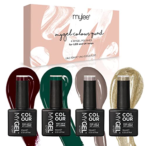 MyGel von MYLEE Festive Favourites Gel-Nagellack Set 4x10ml UV/LED Nail Art Maniküre Pediküre für den Professionellen Einsatz im Wohnzimmer und zu Hause - Langlebig und Einfach Anzuwenden