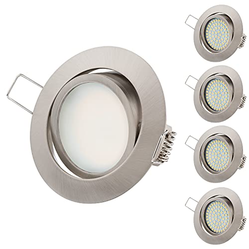 Ultra Flach LED Einbaustrahler Tolles Design Warmweiß 3.5W 230V Schwenkbar Einbauspots (Warmweiss-3000K), 5er Pack