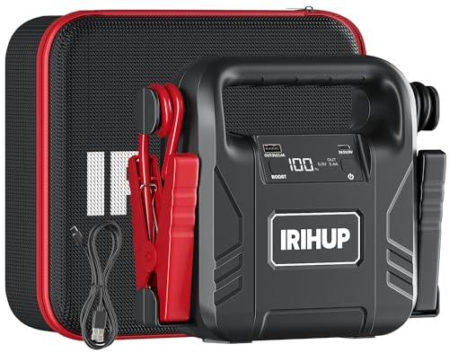 IRIHUP Starthilfe Powerbank,4000A 12V(Bis zu Alle Benzin oder 10 L Diesel) Auto Starthilfe 99.16wh Tragbare USB Ladegerät Auto Batterie Booster Starthilfekabel und Überbrückungskabel