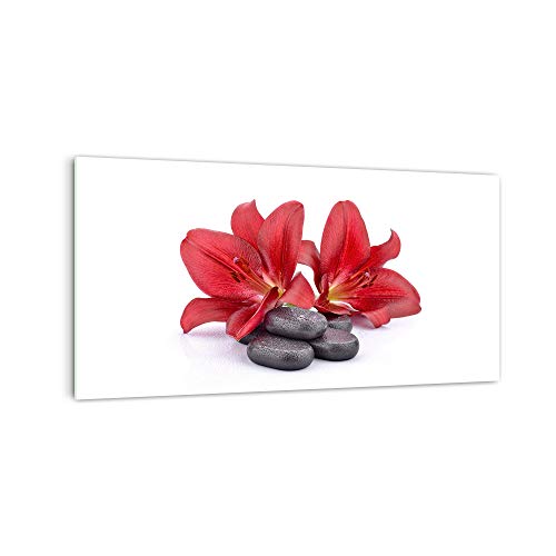 DekoGlas Küchenrückwand 'Rote Lilie Blume' in div. Größen, Glas-Rückwand, Wandpaneele, Spritzschutz & Fliesenspiegel