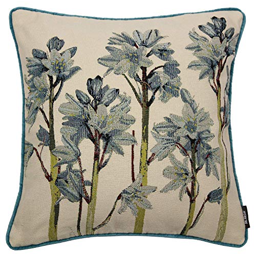 McAlister Textiles Tapestry | Bestickter Kissenbezug Blaue Glockenblumen | 40 x 40cm | gewobenes Blumen-Motiv | Deko Kissenhülle für Sofa, Couch, Garten