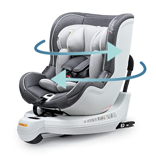 Babify Kindersitz bis 18kg, Isofix Autositz für Kinder bis 4 Jahre, Verstellbarer Auto Kindersitz, Drehbarer Auto Sitz für Kinder, Langlebiger Kinderautositz mit 5-Punkt Sicherheitsgurt