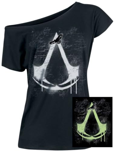 Assassin's Creed Logo - Glow In The Dark Frauen T-Shirt schwarz L 100% Baumwolle Fan-Merch, Gaming
