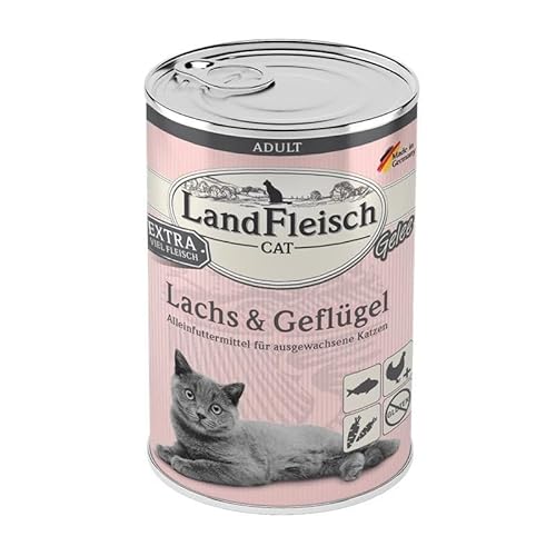Landfleisch Cat Adult Gelee mit Lachs & Geflügel 400 g - Sie erhalten 6 Packung/en; Packungsinhalt 400 g