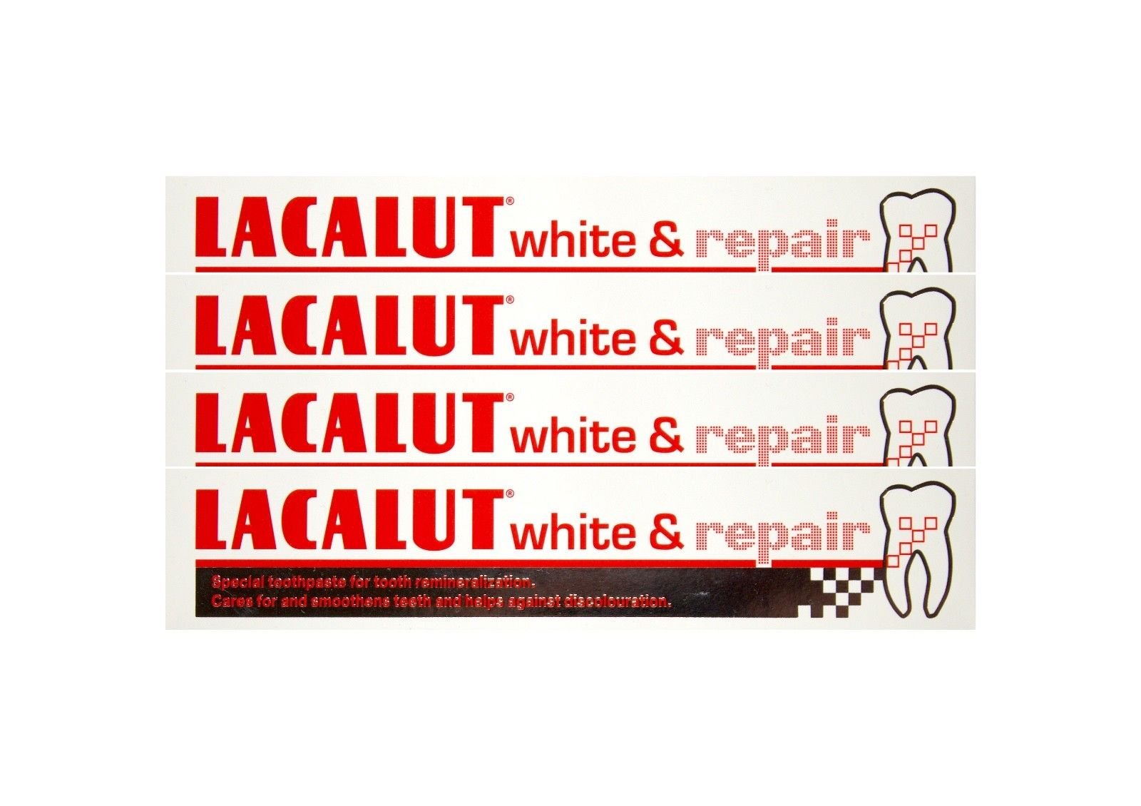 4x LACALUT white & repair Zahncreme 75 ml PZN: 04387912 Spezialzahncreme Zahnpasta