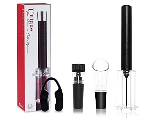 Iadong Wine Opener Set, Easy Open Fast Air Pressure Wine Cork Remover Wine Accessory Tool Handheld Bottle Corkscrew with Wine Pourer, Foil Cutter and Vacuum Stopper