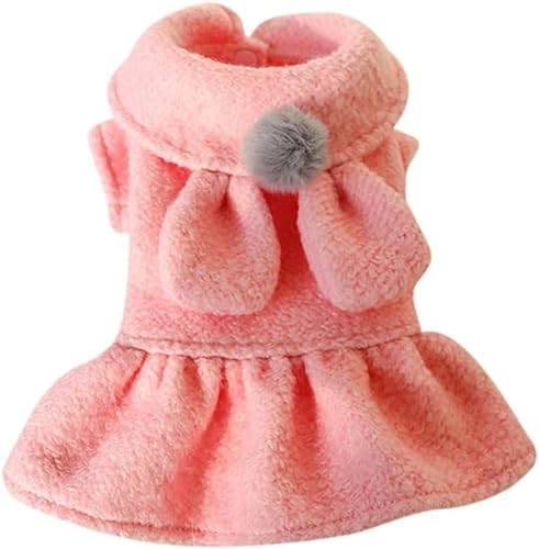 Winter-Hundekleid, niedlich, warme Haustierkleidung, Häschenkostüm mit Ohren, für Katzen und kleine Hunde, Party, Halloween-Kostüm, warme Kleidung (Rosa XL-Code)