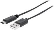 Manhattan - USB-Kabel - USB-C (M) bis USB Typ A (M) - USB 3,1 Gen1 - 3,0m - geformt - Schwarz (354981)
