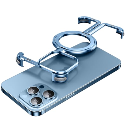 LOXO CASE Hülle für iPhone 13 Pro/13 Pro Max, [Kompatibel mit MagSafe] Schlankes, Minimalistisches, Rahmenloses Metalldesign, Leichte Hülle mit Unsichtbarem Ständer,Blue,13 Pro