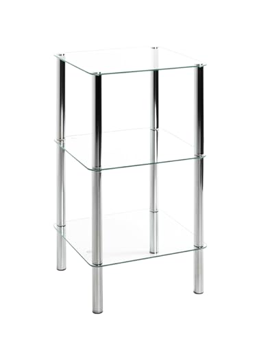 Haku Möbel Regal - 3 Fächer aus Glas mit Chromoptik, Höhe 77 cm