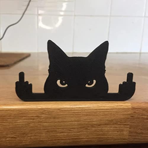 JIAWEIIY Personalisierte Mittelfinger schwarze Katze Mittelfinger schwarze Katze Mittelfinger schwarze Katze Dekoration Schreibtisch Bücherregal Ornam