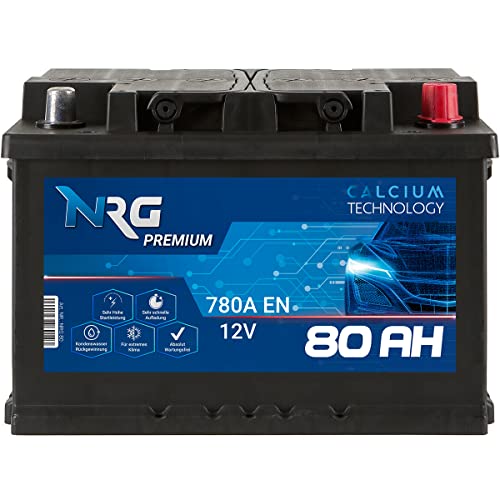 NRG Premium Autobatterie 12V 80Ah 780A/EN Batterie ersetzt 70AH 72AH 74AH 75AH 76AH 77AH