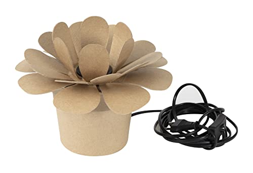 Décopatch HD075C - Lampe aus Pappmaché mit Kabel, 26cm, Kartonbraun, einfach zum Verzieren, 1 Stück, Lotus