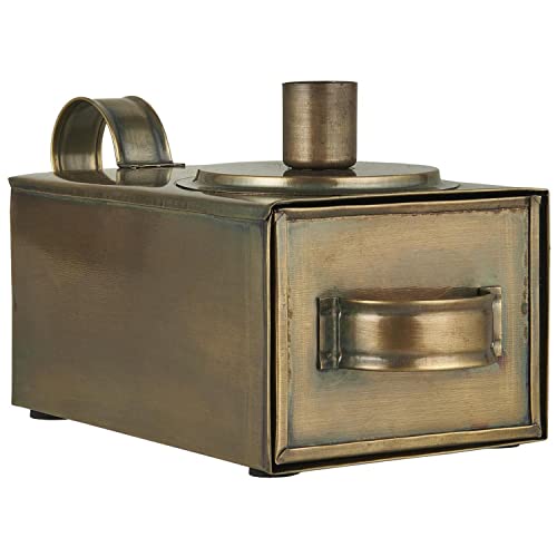 Tolle Vintage Zeitlose Kammerleuchte BZW. Kerzenhalter, aus Metall in Kupfer Braun mit Schublade zur Aufbewahrung. Modell ' Candle Box Copper '. 21 x 11 x 10 cm, Hoher Neidfaktor.