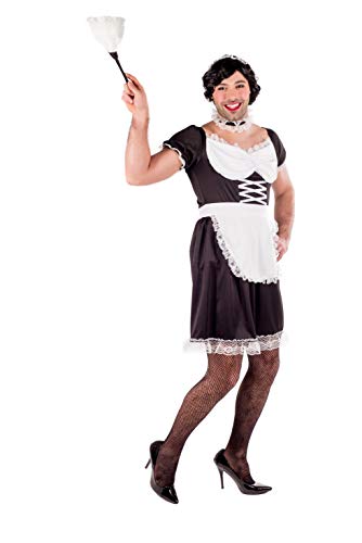 Fun Shack Schwarzes Dienstmädchen Kostüm für Herren, Lustiges Junggesellenabschied Kostüm - M