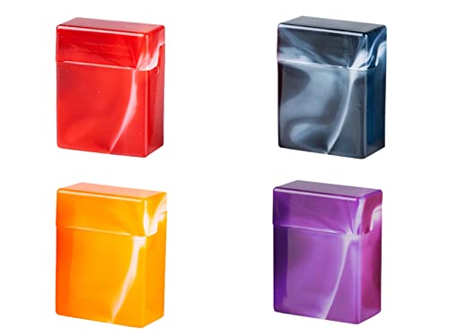 Zigarettenbox XXL für 32 Zigaretten - immer 4er Sets - Big Pack MAXI Etui Kunststoff marmoriert stabil und sehr leicht (Überraschung - wir stellen 4 Farben zusammen)