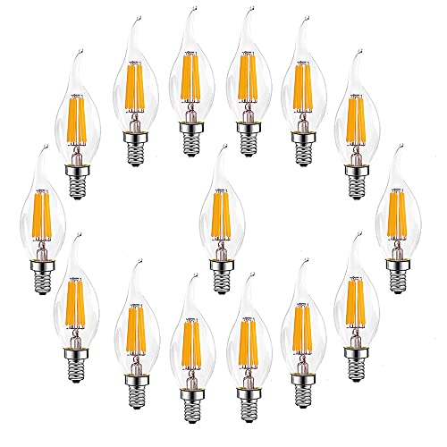 Ruihua E14 6W Dimmbare LED Lampen(Entspricht 60W Halogenbirne) 600LM Warmweiß 2700K Retro Kerzenbirne C35 kleine Energiesparende Edison Spirale Glühbirne,15 Stück