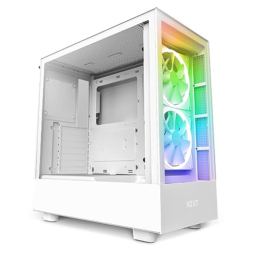 Nzxt H5 Elite Compact ATX Mid-Tower PC-Gaming-Gehäuse integrierte RGB-Beleuchtung Vorder- und Seitenteile aus Glas Kabelmanagement 2 x 140 mm RGB-Lüfter 280 Heizkörper-Unterstützung Weiß, CC-H51EW-01