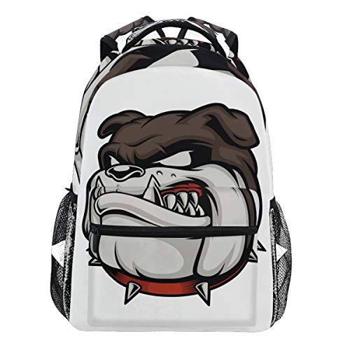 Oarencol Angry Bulldog Rucksack Cartoon-Reisetasche für Damen Herren Mädchen Jungen