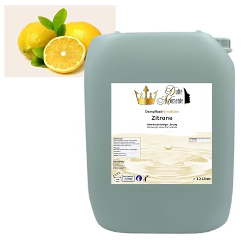 Dampfbad Emulsion Zitrone - 10 Liter - gebrauchsfertig für Dampfbad, Dampfdusche, Verdampferanlagen in Premium Qualität von Dufte Momente