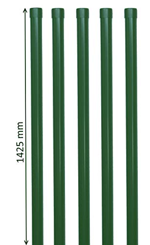 5 Zaunpfosten Zaunpfahl Zaunhalter in grün für 1,2m Gartenzaun als Zaunhalter aus Metall Ø34 mm RAL 6005