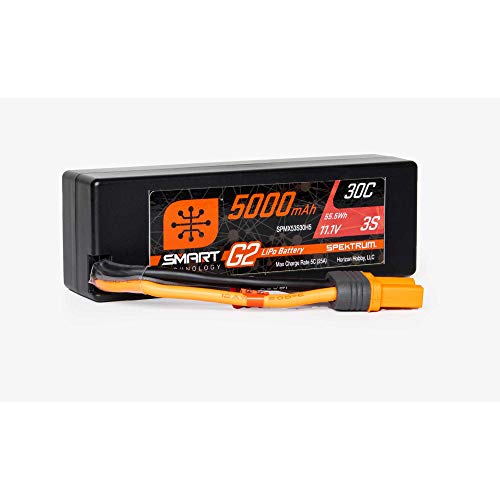 Spektrum 11.1V 5000mAh 3S 30C Smart G2 Hardcase LiPo Battery: IC3