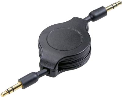 SpeaKa Professional Klinke Audio Anschlusskabel [1x Klinkenstecker 3.5 mm - 1x Klinkenstecker 3.5 mm] 1.10 m Schwarz inkl. Aufroller, vergoldete Steckkontakte (SP-7869796)