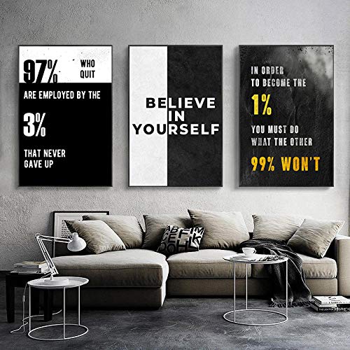 Schwarz Weiß Buchstaben Inspirierende Leinwand Malerei Motivation Zitat Poster Und Drucke Wandbilder Für Wohnzimmer Wohnkultur 16"X24"X3Pcs