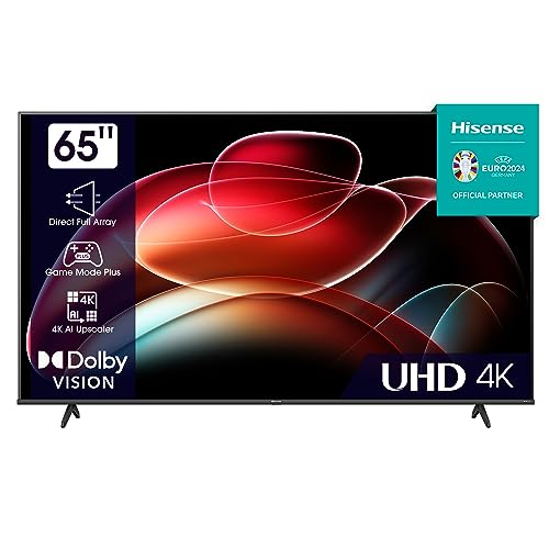 Hisense 65E6KT 164cm (65 Zoll) Fernseher, 4K UHD, HDR, Dolby Vision, Triple Tuner DVB-C/S/ S2/ T/ T2, Smart-TV, Bluetooth, WiFi, Alexa Built-In, DTS Virtual X, Hotel Mode, Schwarz [2023]