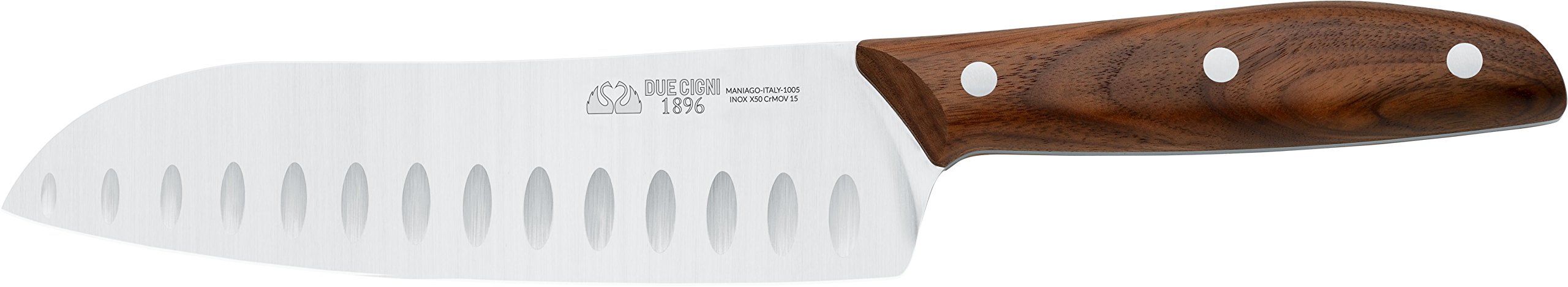 DUE CIGNI Küchenmesser Santoku Serie 1896 Gesamtlänge 31,5 cm Griffbeschalung Walnussholz Art. 2C 1005 No