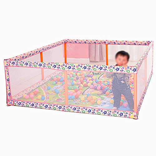 Baby Spiel Zaun Kinder Kleinkind Laufgitter Krabbeldecke Geländer Marine Ball Pool Indoor Sicherheitszaun mit Matte (Farbe : Pink, größe : 180×190×60cm)