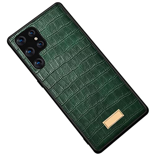 LTLJX Schutzhülle für Samsung Galaxy S22 / S22 Plus / S22 Ultra, einzigartiges Krokodilmuster, ultradünn, PU-Leder, Rückseite, rutschfest, stoßfest, Grün, S22 Ultra 17,7 cm (6,8 Zoll)