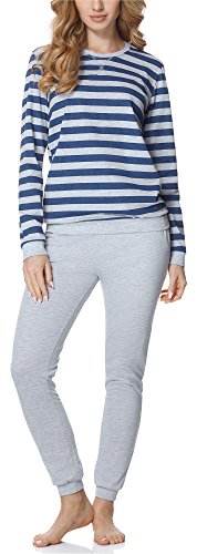 Merry Style Damen Schlafanzug MS10-107 (Melange/Jeans, XXL)
