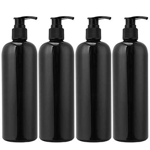 DOITOOL 4 Leere Kunststoff-Seifenspender, Pumpflaschen für Flüssigseifenspender, leer, nachfüllbarer Seifenspender für Bad und Küche, Spüle (500 ml, Schwarze Flasche)