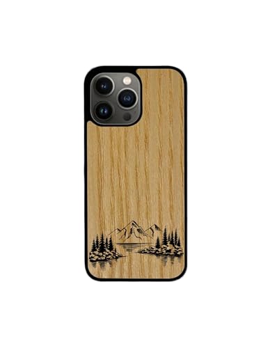 Enowood Schutzhülle aus Holz, handgefertigt, für iPhone 14 Pro Max, See, Esche