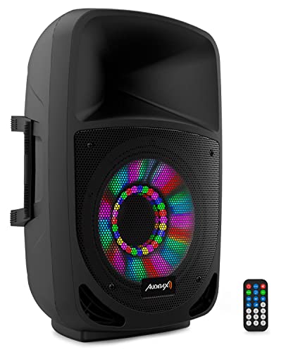 Audibax | Lautsprecher VEGAS 15 - Professioneller Lautsprecher 15" - 2 Möglichkeiten - Bluetooth-Lautsprecher mit USB / SD - 800 W Spitze - FM-Radio - Farbe Schwarz - Maße 482 x 395 x 750 mm