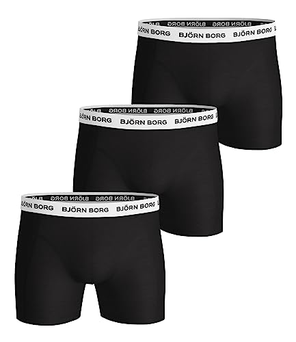 Björn Borg Herren Shorts Noos Contrast Solids 3P Boxershorts, Schwarz (Black 90011), XL