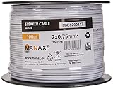 Manax SC2075W-100 Lautpsrecherkabel 2x0,75 mm² CCA (Boxenkabel/Audiokabel), Spule 100 m, weiß