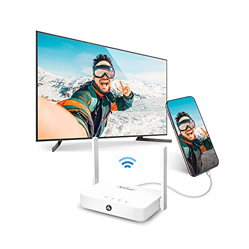 EZCast Mini Box | Drahtloser Display-Empfänger mit zusätzlicher Antenne zur Verbesserung der Video-Streaming-Qualität, kompatibel mit iOS, Android, MacOS, Windows, Chrome OS, Miracast, Airplay, DLNA