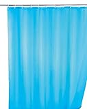 WENKO Anti-Schimmel Duschvorhang Hellblau, Textil-Vorhang mit Antischimmel Effekt fürs Badezimmer, waschbar, wasserabweisend, mit Ringen zur Befestigung an der Duschstange, 180 x 200 cm