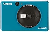 Canon Zoemini C Sofortbildkamera digital 5 MP (Sofortdruck, Sucher, Blitzlicht, Micro SD Kartenslot, Selfie Spiegel (11x8 mm), 5 x 7,6 cm Aufkleber, ZINK Druck tintenfrei) seaside blue