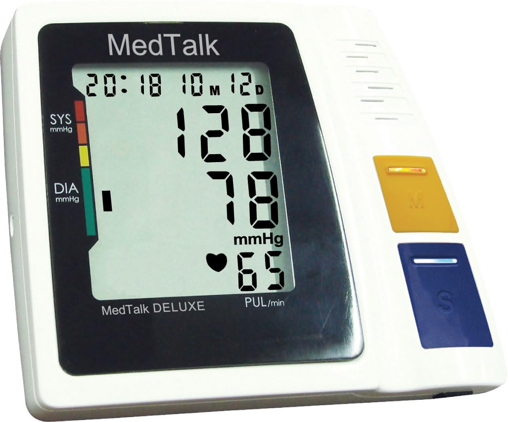 MedTalk sprechendes Blutdruck-Messgerät Comfort Plus Oberarm I 1333 I Mit Sprachausgabe I Extra großes Display I Große beleuchtete Tasten I Einfache Bedienung