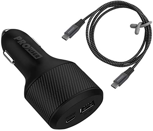 Pro User 2-Fach-USB Car Charger 108W Set: Auto Ladegerät mit USB-C PD 90W Extra Power und Fast Charge + 100W USB C Kabel 100cm; für 12V/ 24V - PKW/LKW/Wohnmobil, lädt Handy, Tablet, Laptop, Kamera
