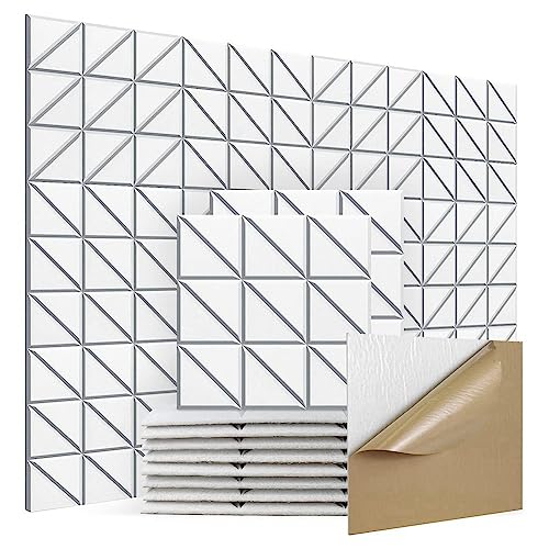 TPPIG Selbstklebende Akustikplatten, 12 Stück, 30,5 x 30,5 x 1,1 cm, schallabsorbierende Paneele, dekorative schalldichte Wandpaneele B