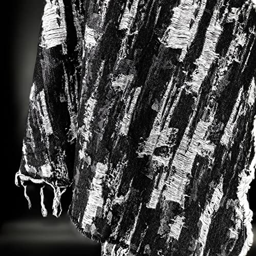 Yimihua Zerfetzt Jeansstoff zum nahen meterware Baumwollstoffe gewaschener Jeansstoff verdicken 145 cm breit Jacquard zum Nähen von Hosen, Jacken, Dekorationen(Color:Schwarz)