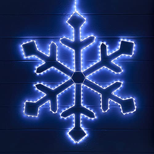 Lights4fun LED Schneeflocke Weihnachtsdeko zum Aufhängen Gartenbeleuchtung strombetrieben Gartendeko Weihnachtsbeleuchtung Außen
