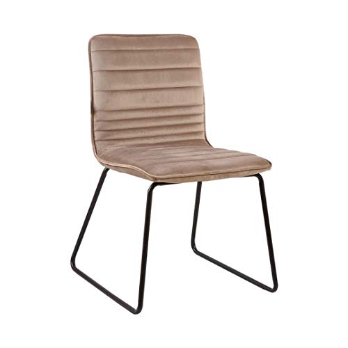 Zons UZTO Set mit 6 Stühlen aus Velours, Beige, Metall schwarz matt